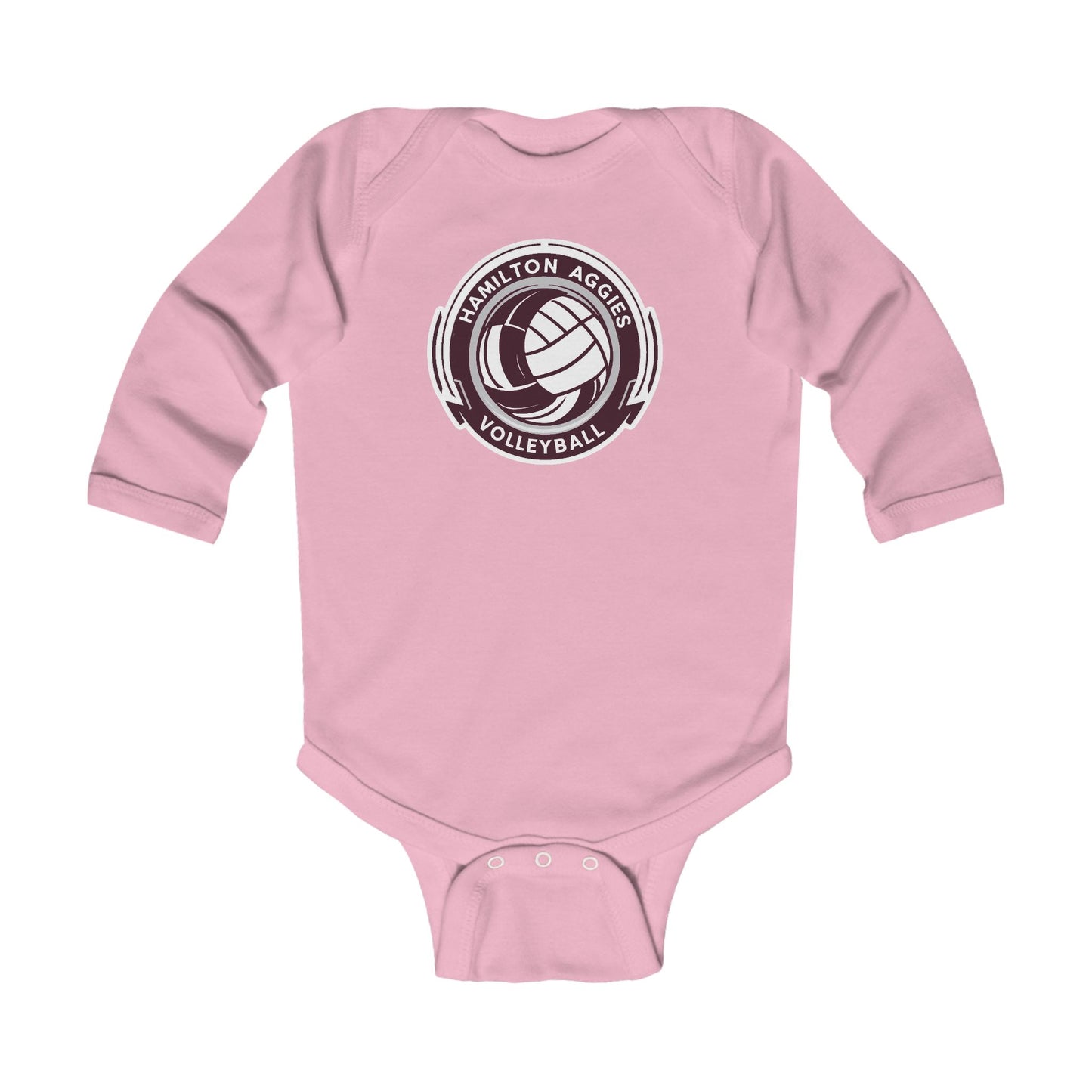 Long Sleeve Baby Bodysuit \ Hamilton Aggies Volleyball \ HAV1