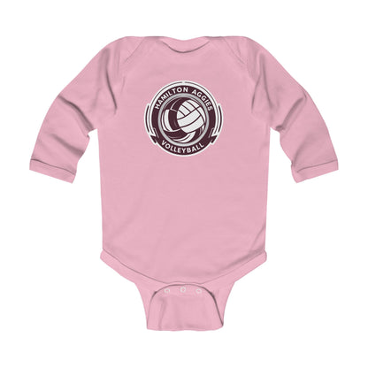 Long Sleeve Baby Bodysuit \ Hamilton Aggies Volleyball \ HAV1
