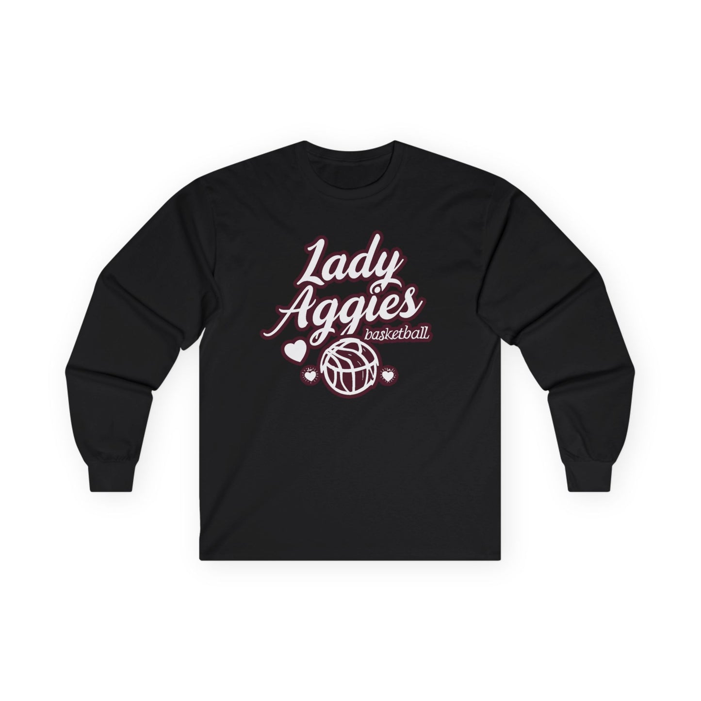 Adult Long Sleeve Tee \ Hamilton Aggies Basketball \ HABBG2