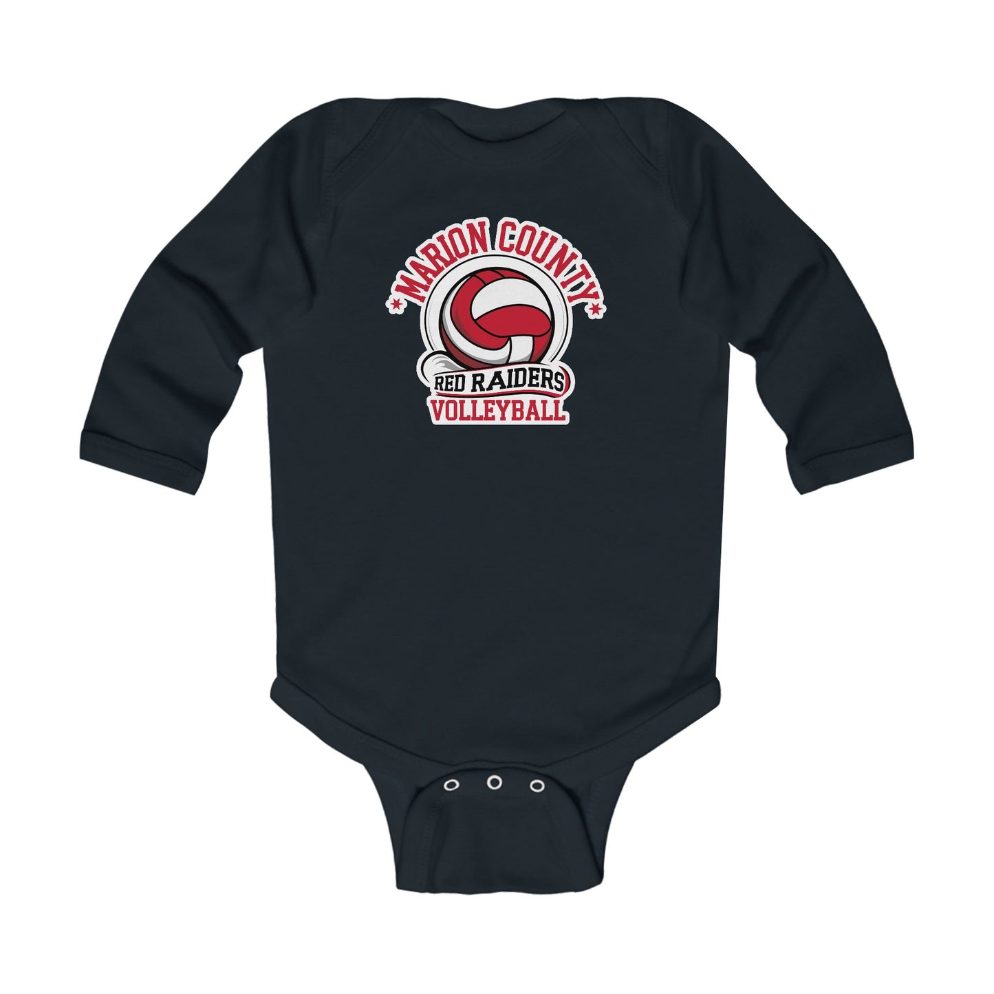Long Sleeve Baby Bodysuit \ Marion County Red Raiders Volleyball \ MCV1