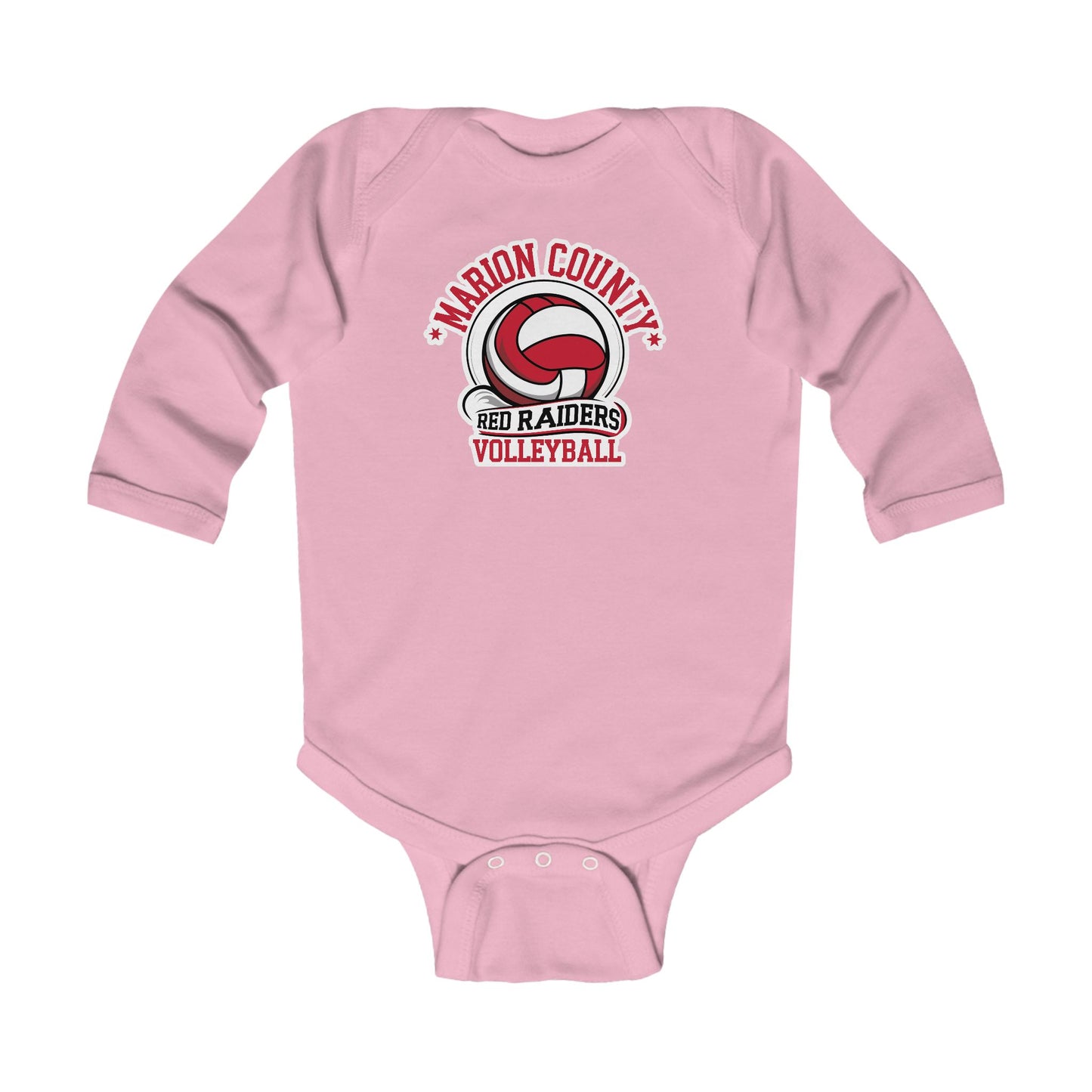 Long Sleeve Baby Bodysuit \ Marion County Red Raiders Volleyball \ MCV1