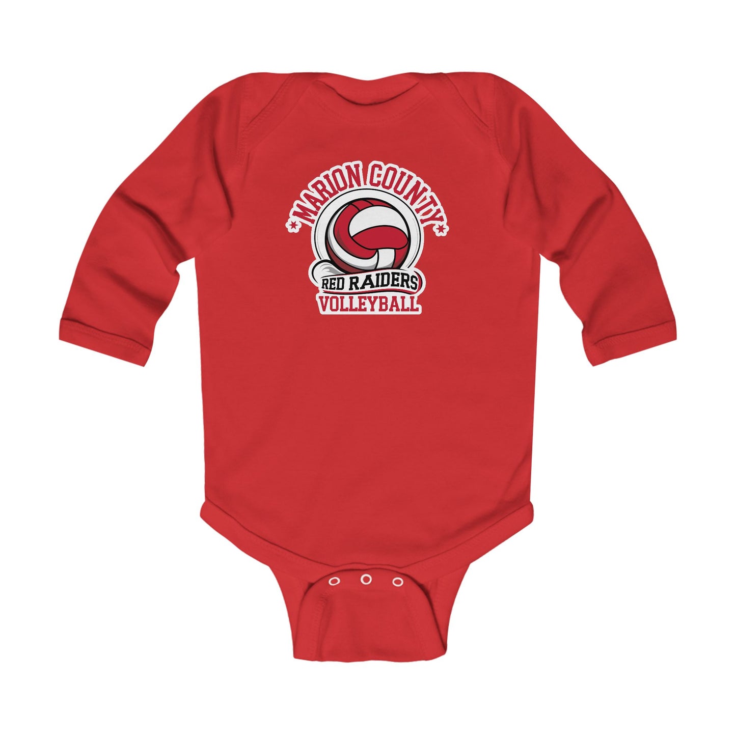 Long Sleeve Baby Bodysuit \ Marion County Red Raiders Volleyball \ MCV1