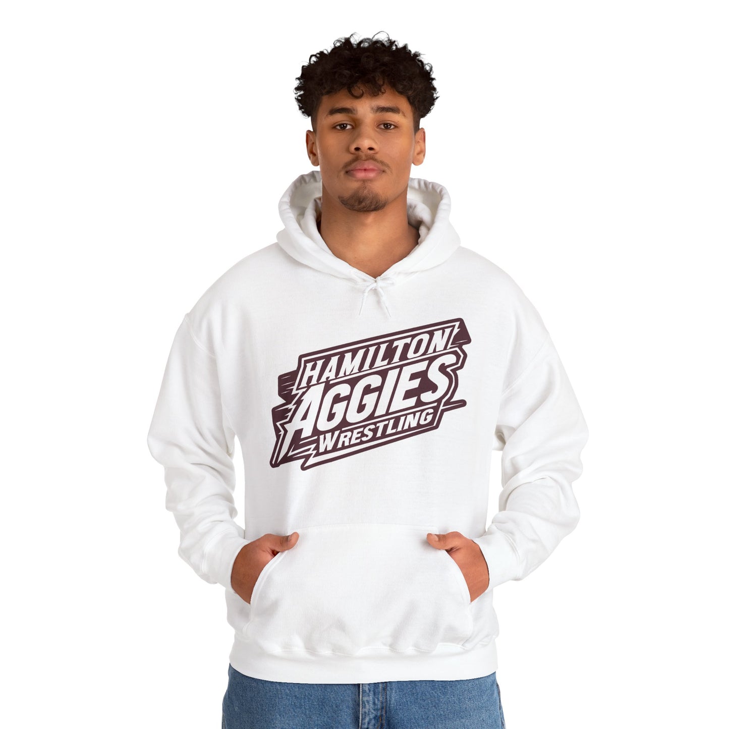 Adult Hoodie Sweatshirt \ Hamilton Aggies Wrestling \ HAW1